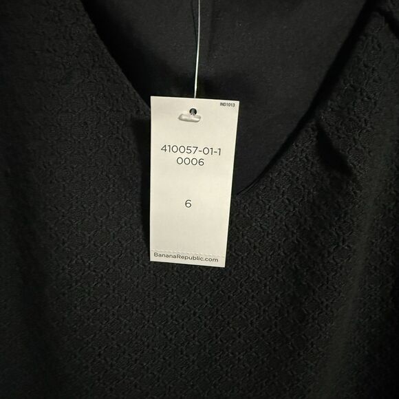 NWT Banana Republic V-Neck Peplum Knit Top Black 6 Office Business Corpgore - Picture 4 of 6